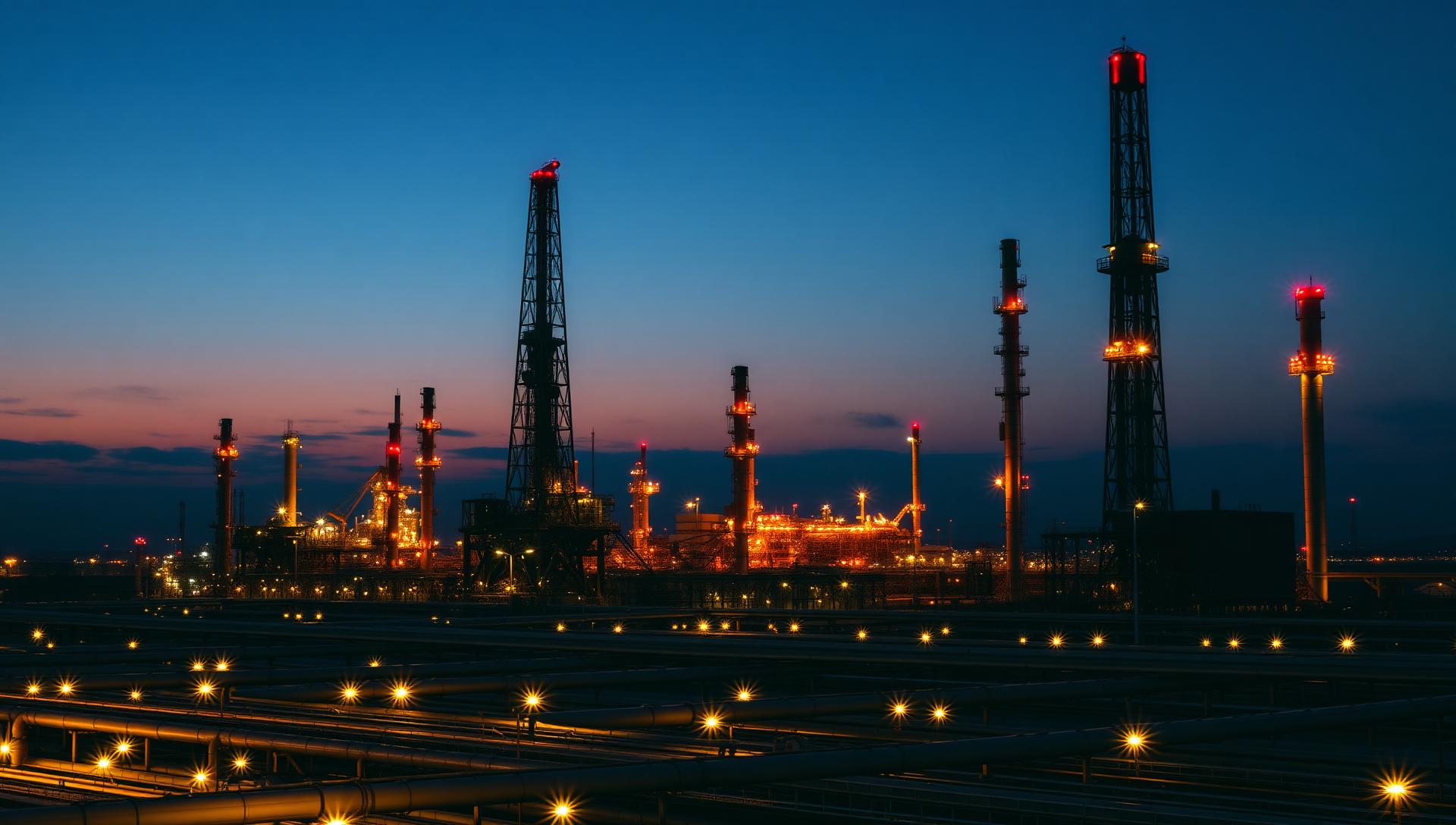 Oil refinery at dusk — TERVION oil services